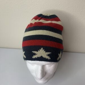 DHC Dorfman Hat Company Beanie Hat Red White Blue Stars Stripes Patriotic USA